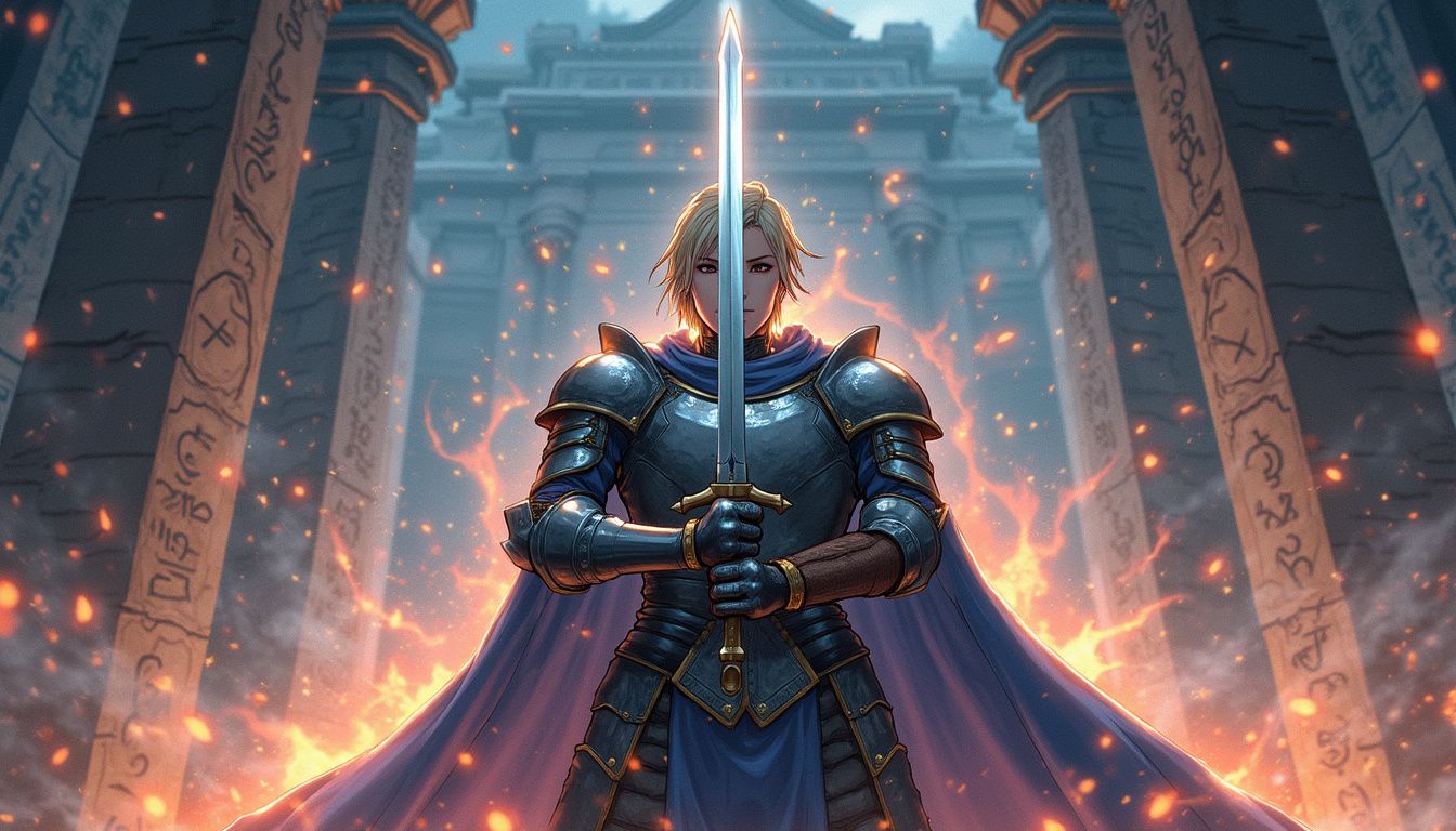 A swordsman undergoes a transformation to Lord Knight in Valhalla. A swordsman undergoes a transformation to Lord Knight in Valhalla.